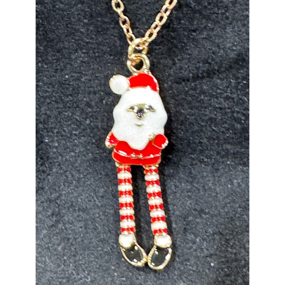 Whimsical Santa Claus Articulated Legs Christmas Necklace Pendant N109